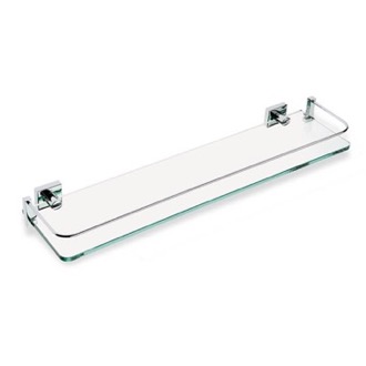 Bathroom Shelf Clear Glass Bathroom Shelf with Chrome Brass Holder StilHaus U04-08